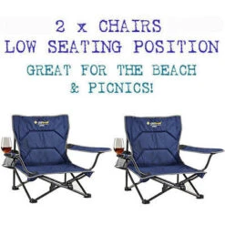 2 X OZtrail Festival Folding Camping Picnic Beach Concert Chair