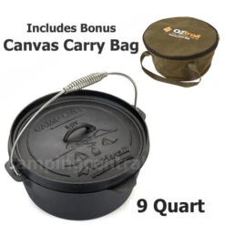 (SOLD OUT) OZtrail 9 Quart Camp Oven + Carry Bag Cast Iron Pot Pan Cookware