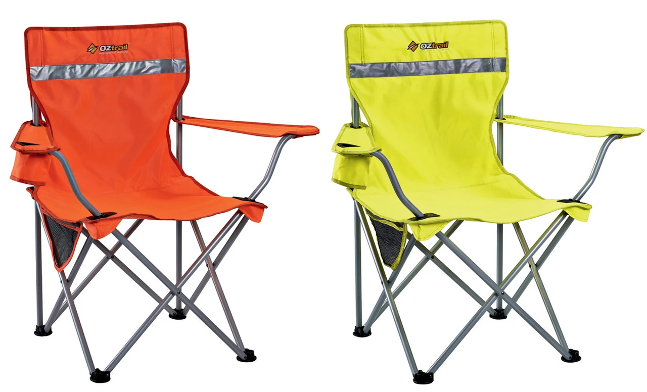 2 X Oztrail Tradie High Visibility Hi Viz Camping Picnic Safety Chair 1 2 X Oztrail Tradie High Visibility Hi Viz Camping Picnic Safety Chair